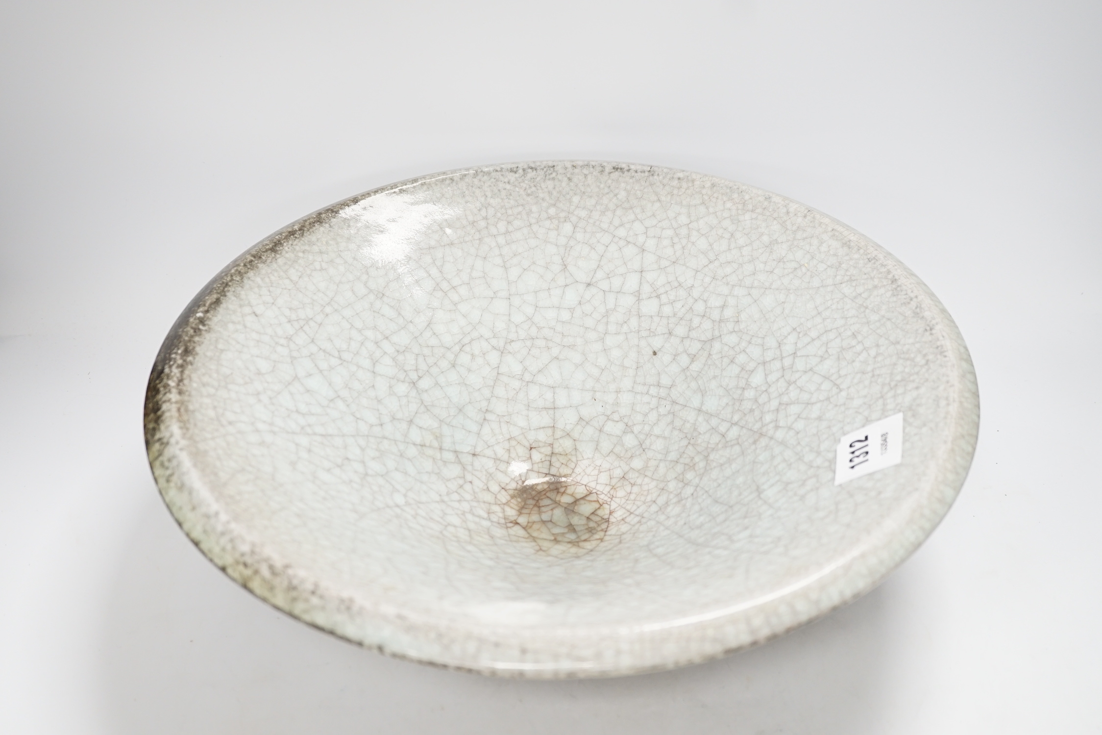 A Studio pottery crackle glaze bowl, 40cm diameter